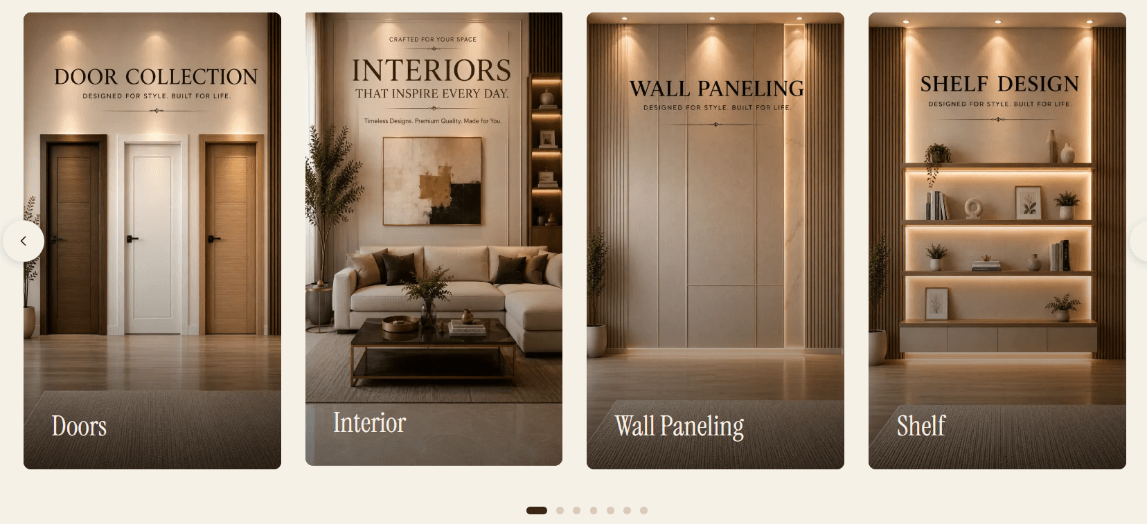 Woodsnery e-commerce storefront for custom doors, interiors and wall paneling